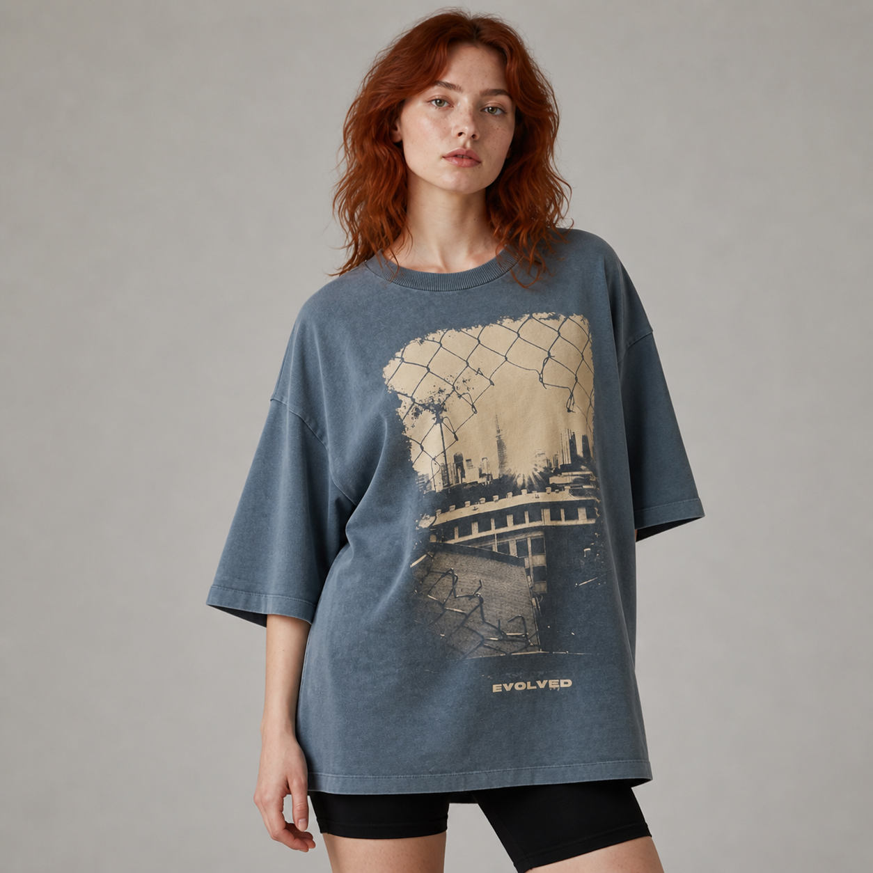 Oversize Grafik Baskılı Tişört