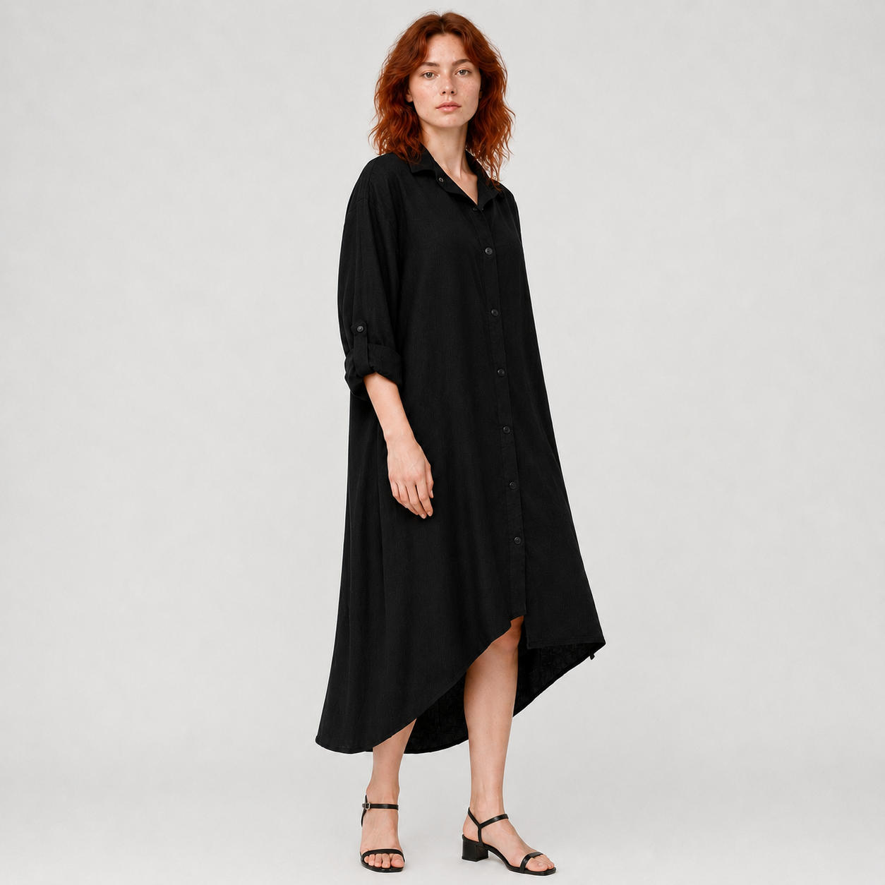 Siyah Oversize Gömlek Elbise